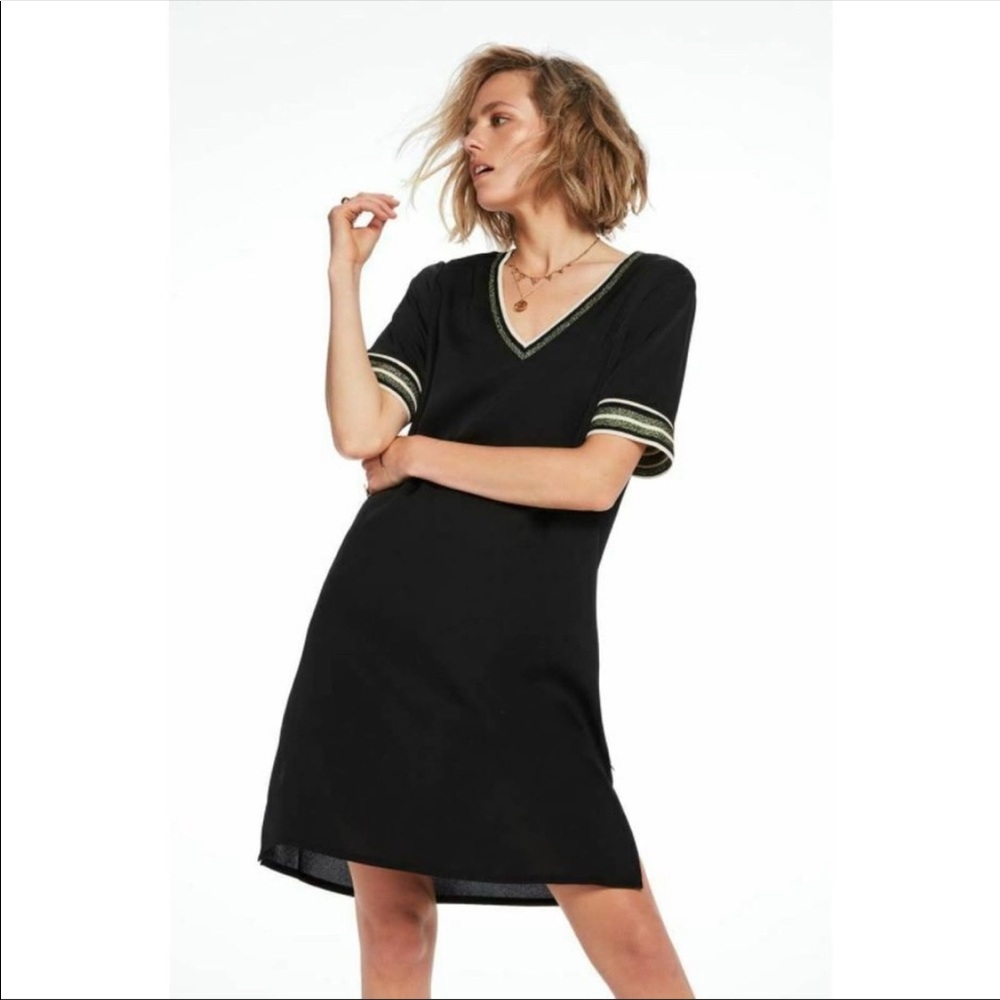 Scotch & Soda metallic v-neck shift dress, size M (A21)